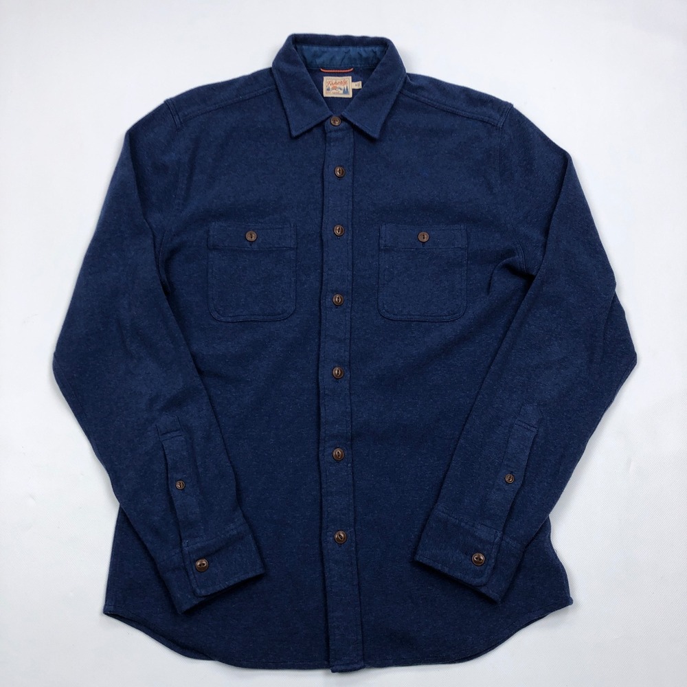 Faherty Alpine Knit Shirt Mens Medium Blue Organic Cotton Stretch MXH2202-BBU